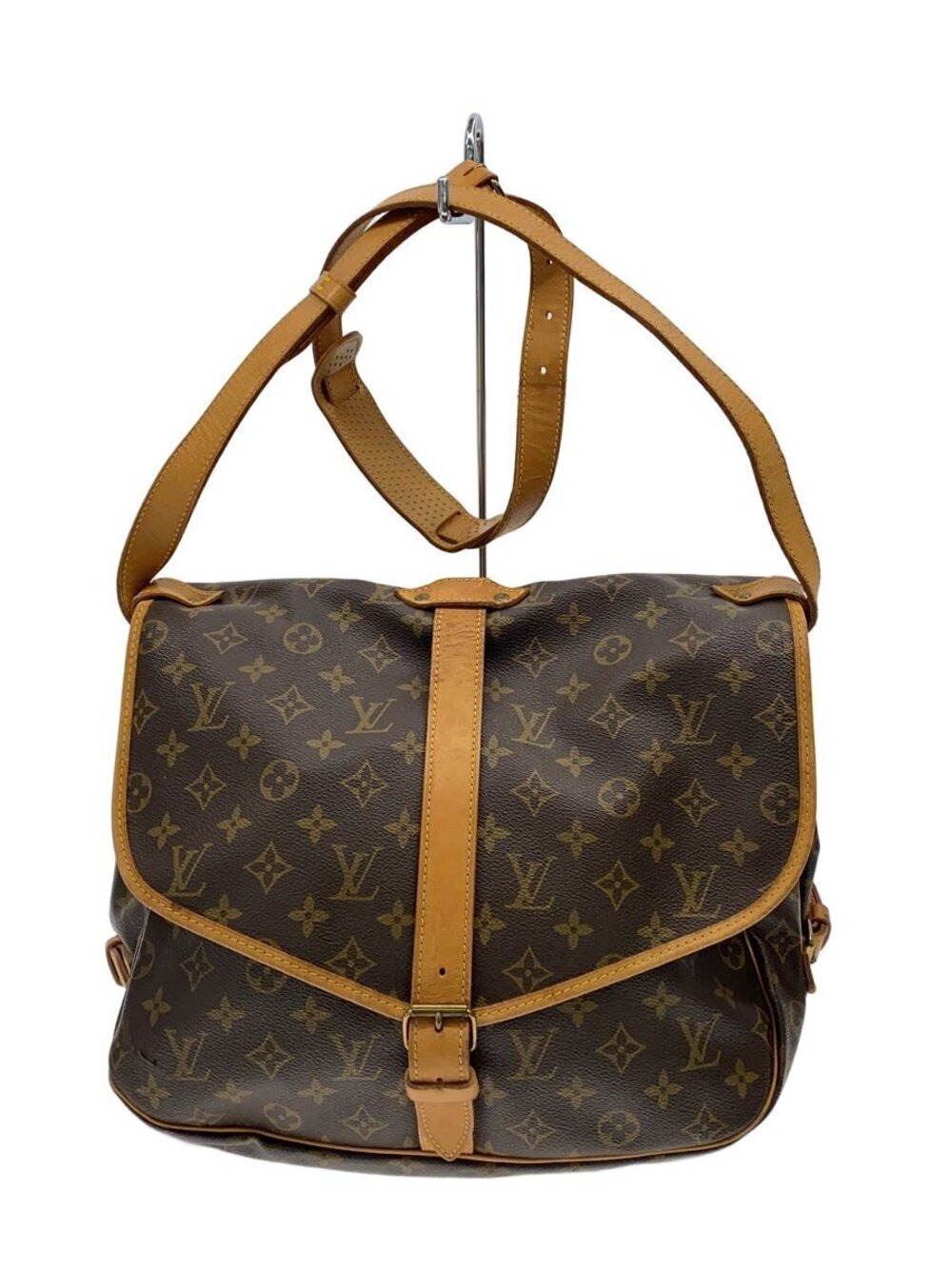 LOUIS VUITTON Saumur Canvas Leather Brown All over